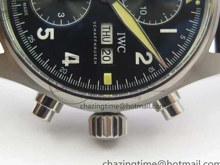 MIROTIME 0514 Pilot Chrono Spitfire IW387903 SS ZF 1:1 Best Edition Black Dial on Brown Leather Strap A OdorResistant 7127